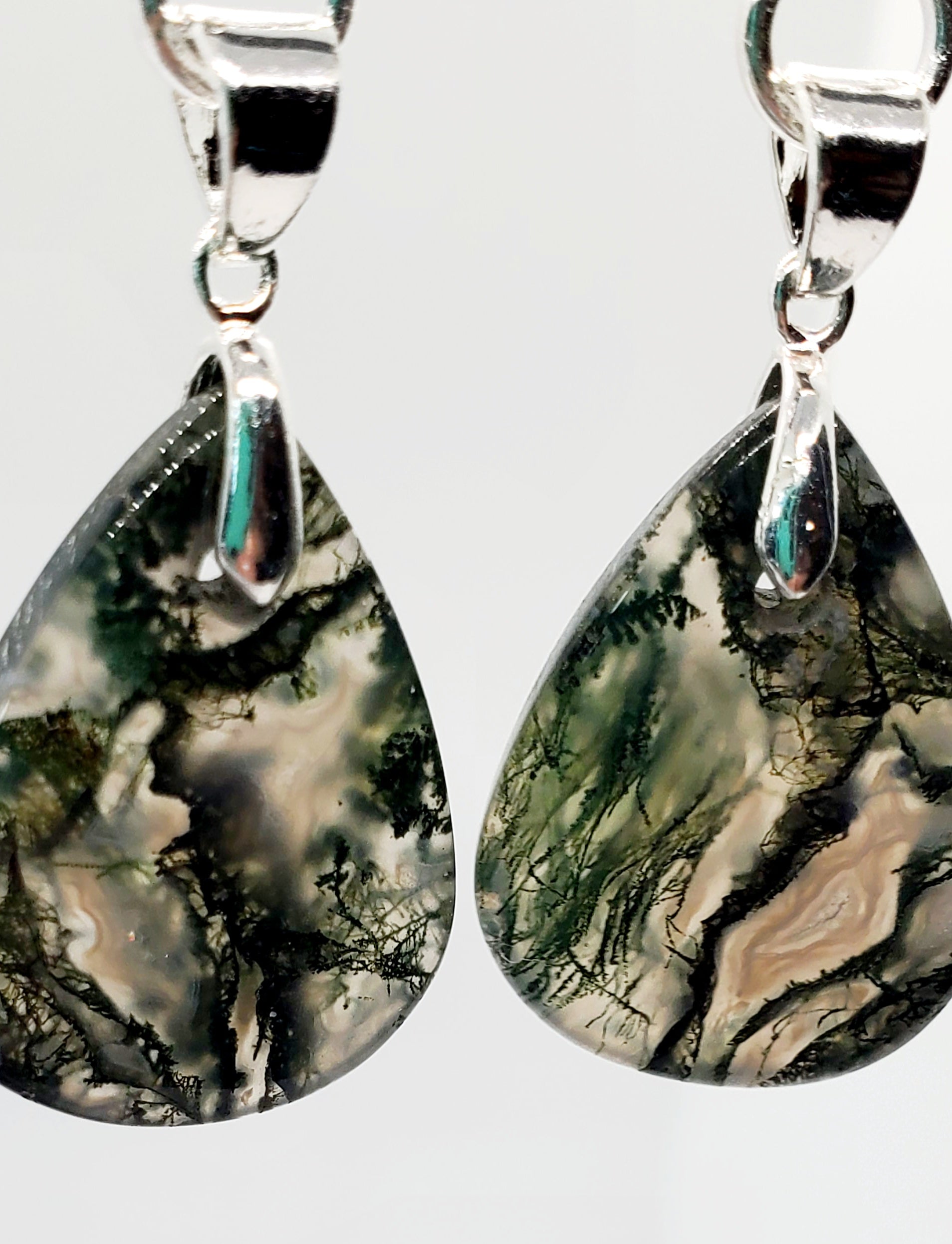Tears of the Earth: Stunning Moss Agate Drop Earrings - Cinnful Charms Jewelry 