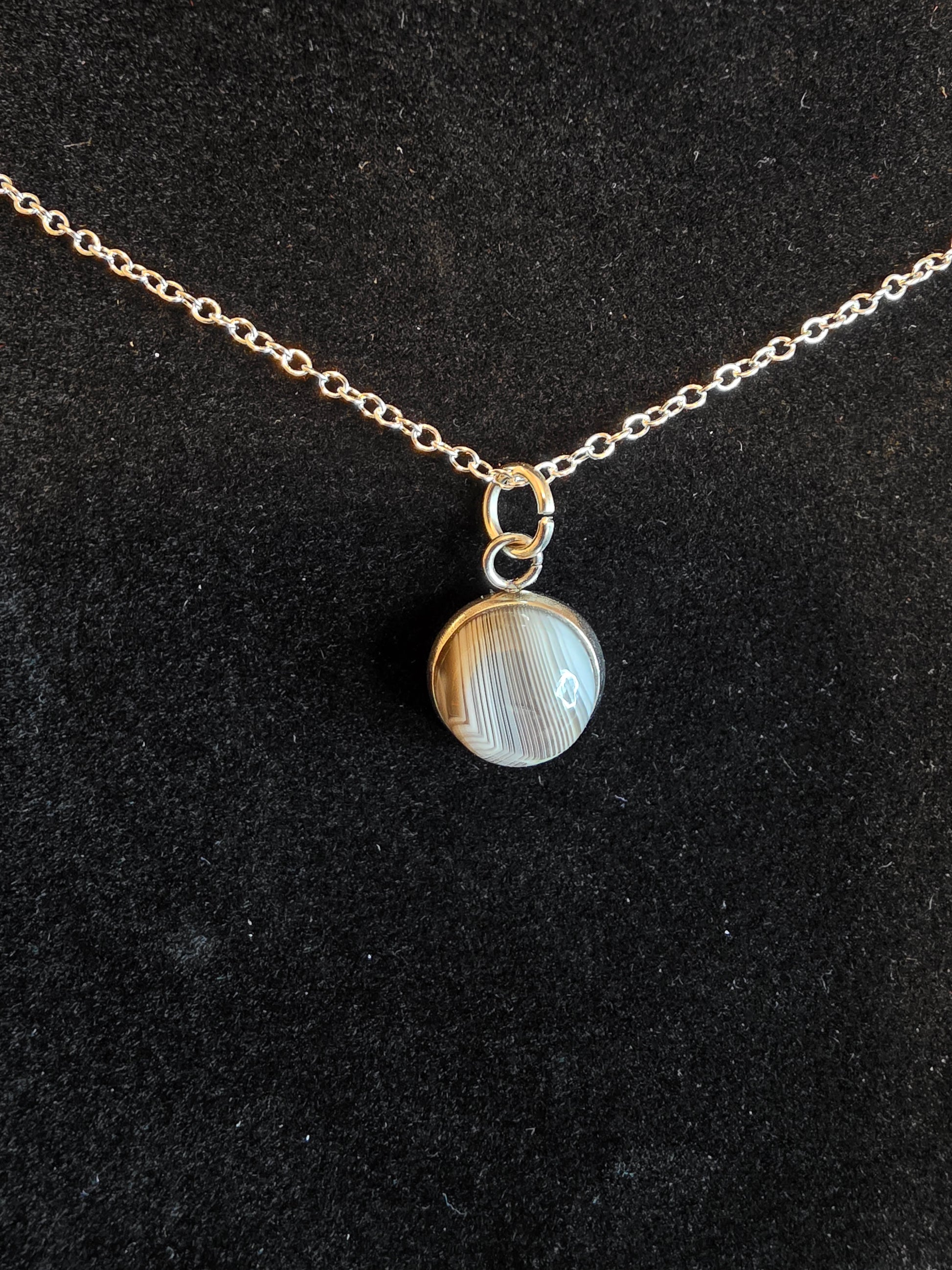 Earth's Canvas: A Botswana Agate Drop Necklace - Cinnful Charms Jewelry 