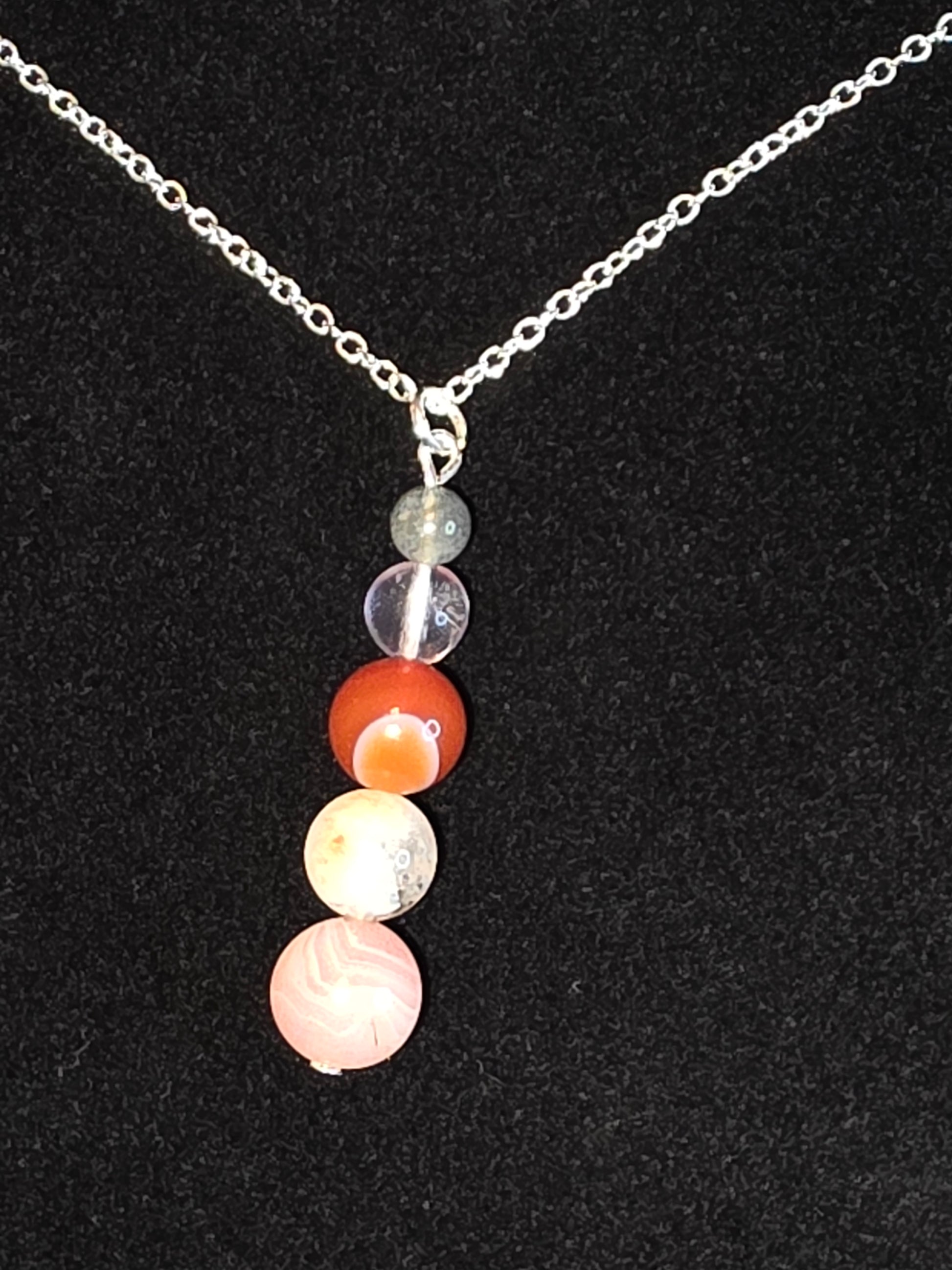 Earth & Ember: Labradorite, Quartz & Sardonyx necklace - Cinnful Charms Jewelry 