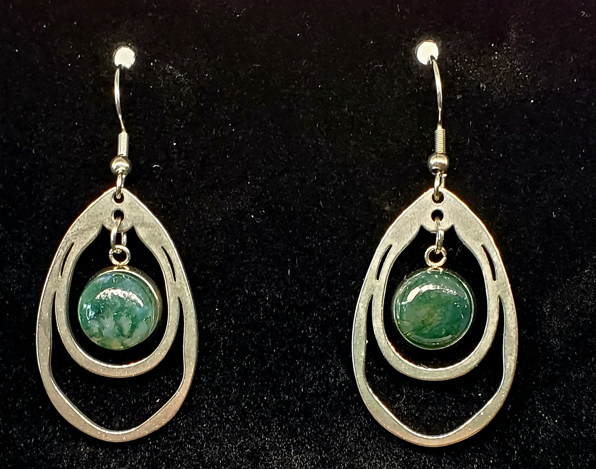 Stunning Moss Agate Earrings: Nature's Beauty Captured - Cinnful Charms Jewelry 