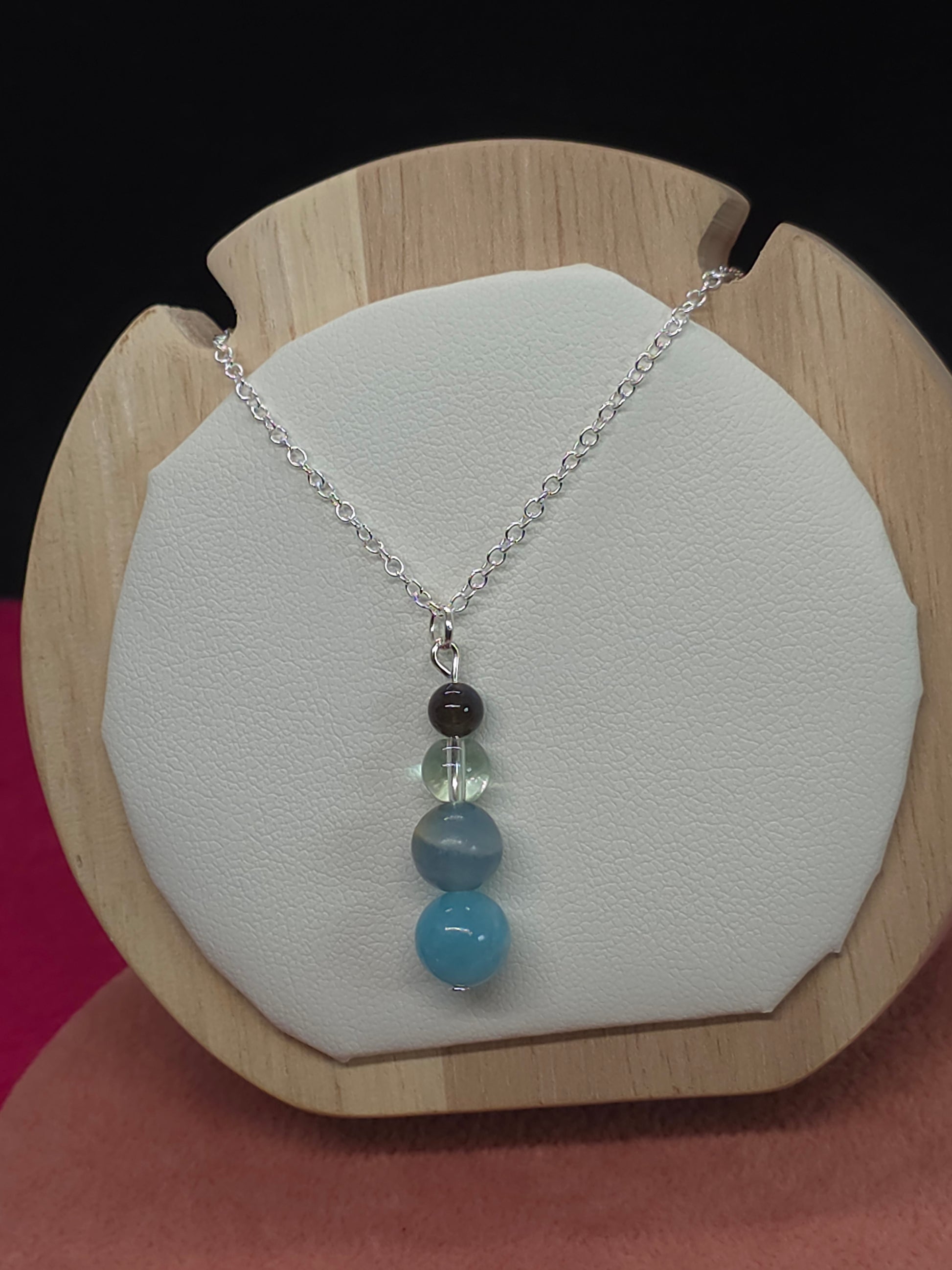 Serene Depths Necklace: Aquamarine, Lemurian Blue Calcite, Fluorite & Labradorite - Cinnful Charms Jewelry 