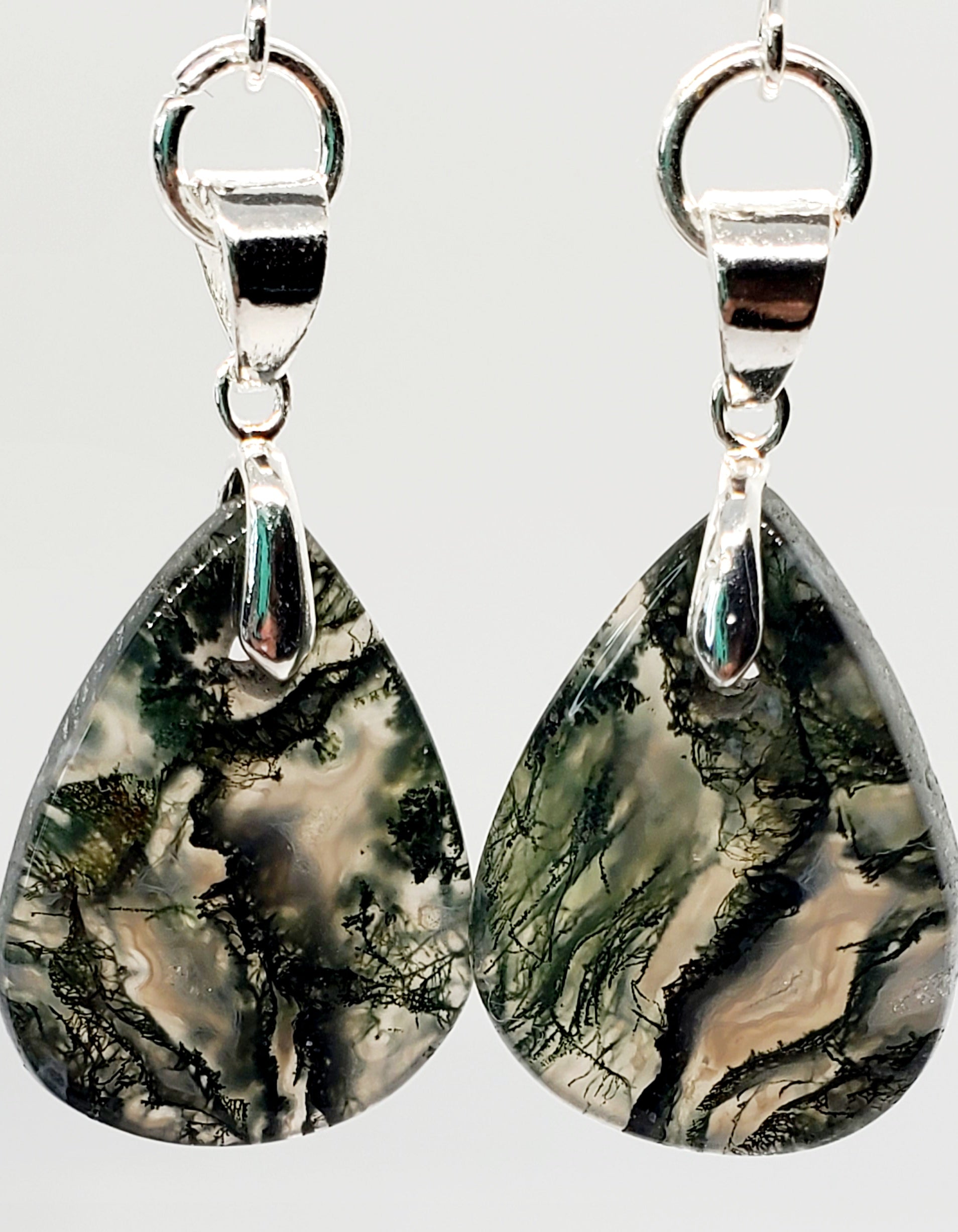 Tears of the Earth: Stunning Moss Agate Drop Earrings - Cinnful Charms Jewelry 