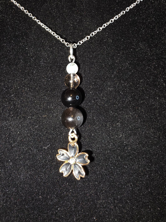 Monochromatic Bloom: Silver Sheen Obsidian & Onyx Jewelry - Cinnful Charms Jewelry 