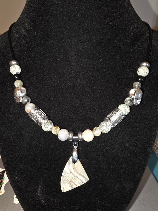 The Clarity & Renewal Collection: Men's Necklaces of Grey Crazy Lace, Citrine & More - Cinnful Charms Jewelry 