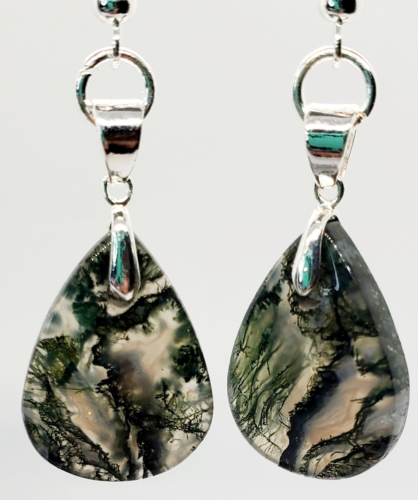 Tears of the Earth: Stunning Moss Agate Drop Earrings - Cinnful Charms Jewelry 