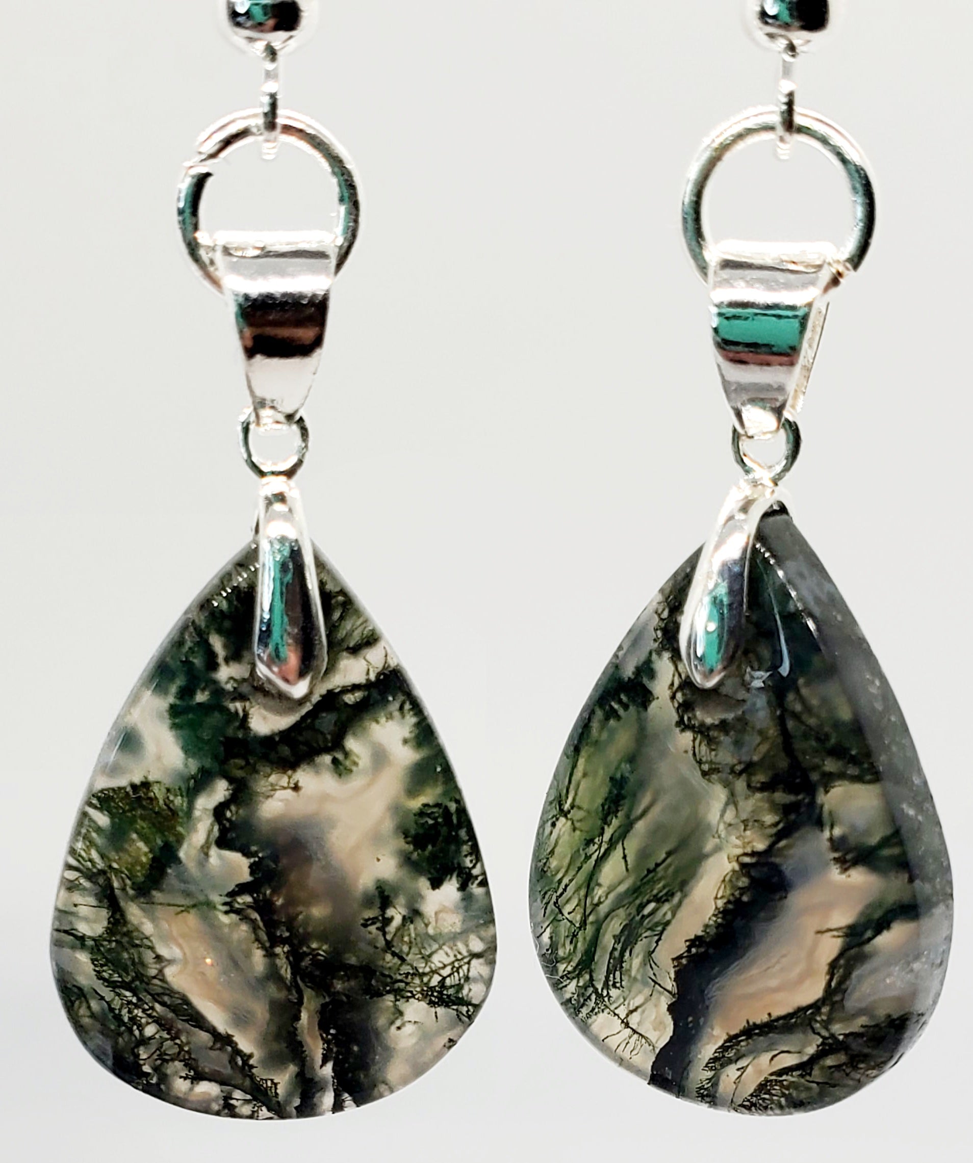 Tears of the Earth: Stunning Moss Agate Drop Earrings - Cinnful Charms Jewelry 