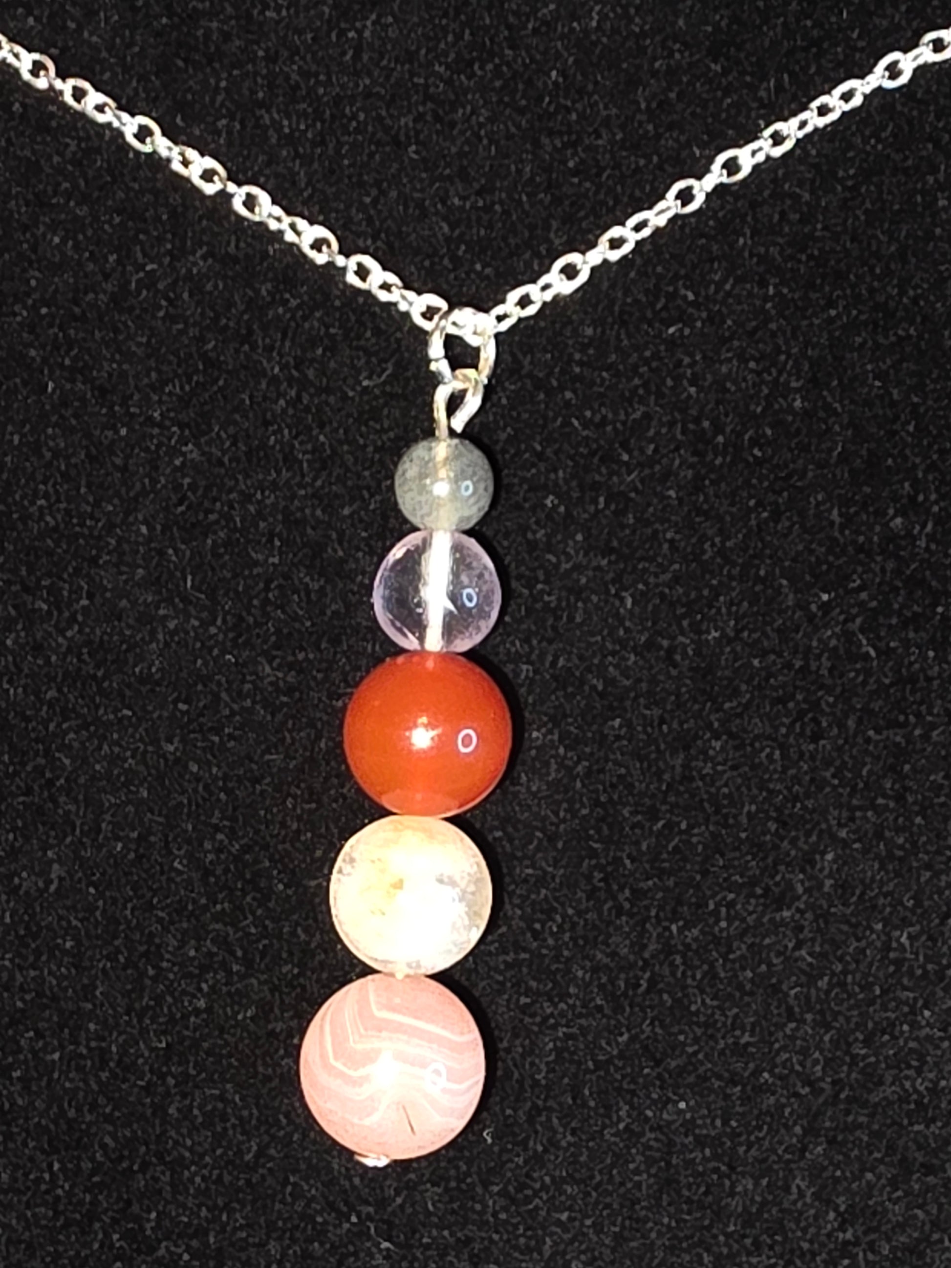 Earth & Ember: Labradorite, Quartz & Sardonyx necklace - Cinnful Charms Jewelry 