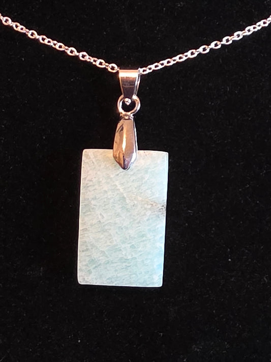 Tranquil Skies: A Square Amazonite Necklace - Cinnful Charms Jewelry 