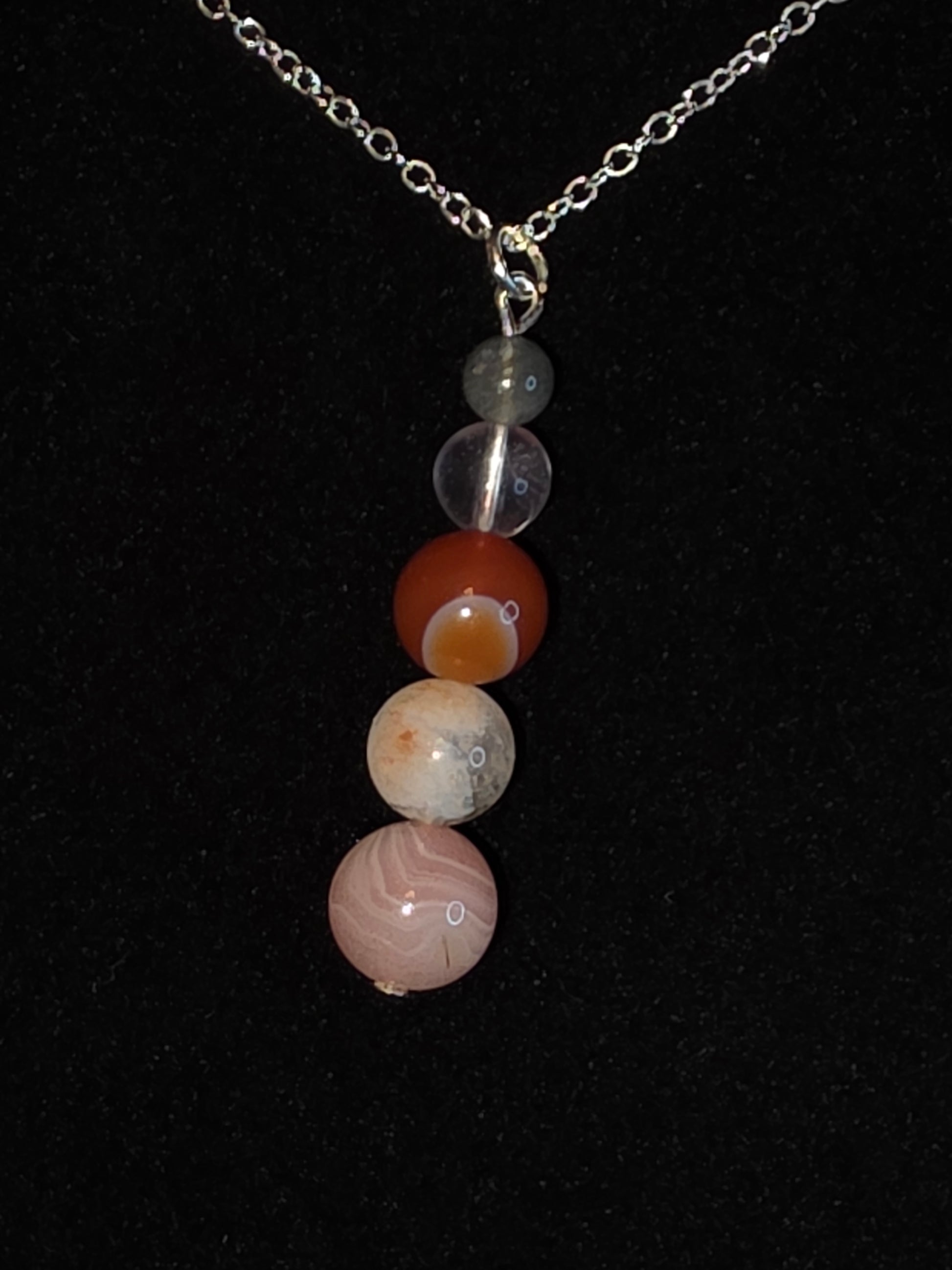 Earth & Ember: Labradorite, Quartz & Sardonyx necklace - Cinnful Charms Jewelry 