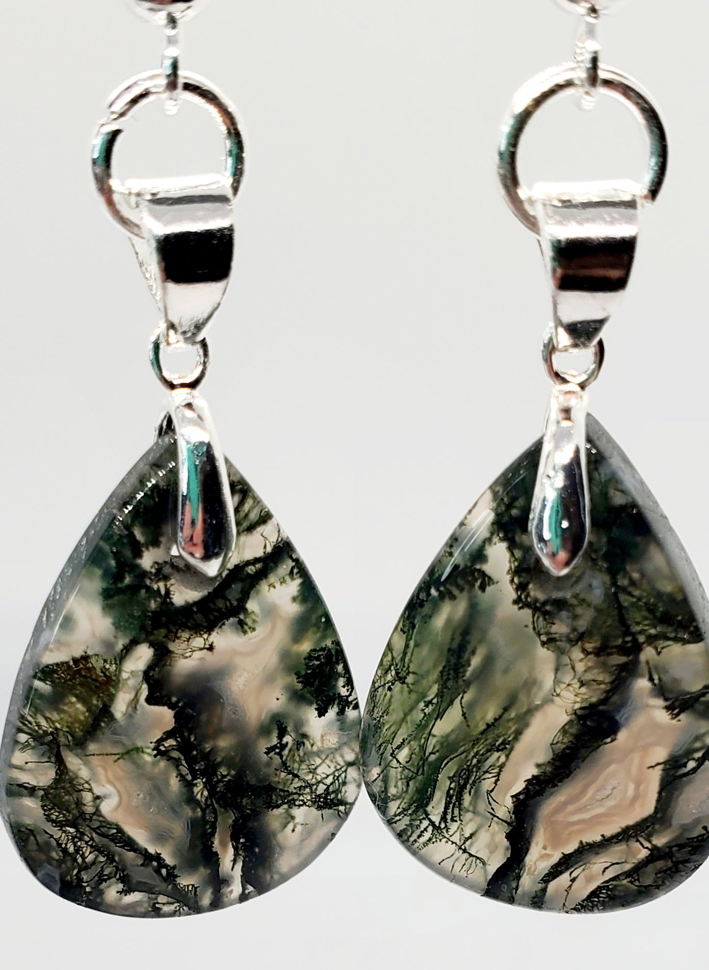 Tears of the Earth: Stunning Moss Agate Drop Earrings - Cinnful Charms Jewelry 