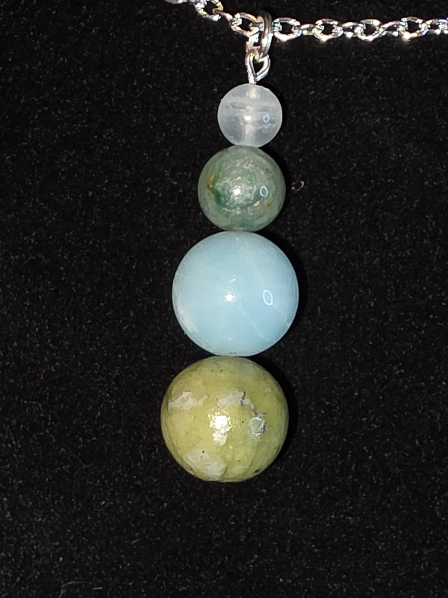 Earth & Sky Jewels: Green Jade, Angelite & Clear Quartz Necklaces - Cinnful Charms Jewelry 