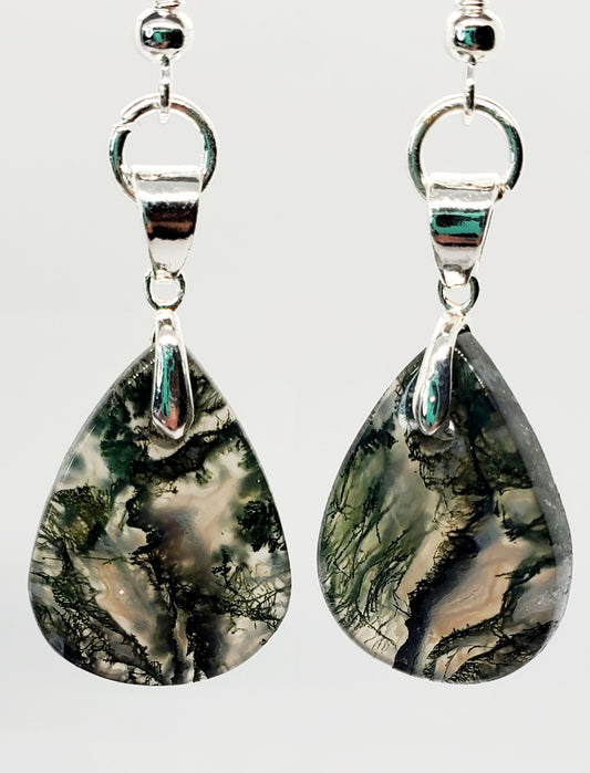 Tears of the Earth: Stunning Moss Agate Drop Earrings - Cinnful Charms Jewelry 