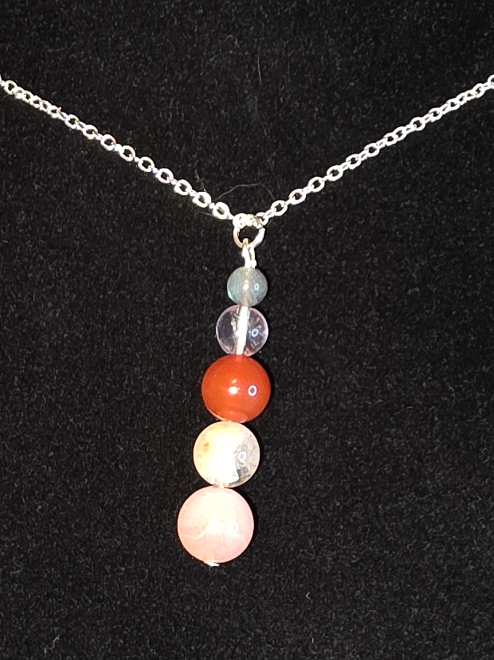 Earth & Ember: Labradorite, Quartz & Sardonyx necklace - Cinnful Charms Jewelry 