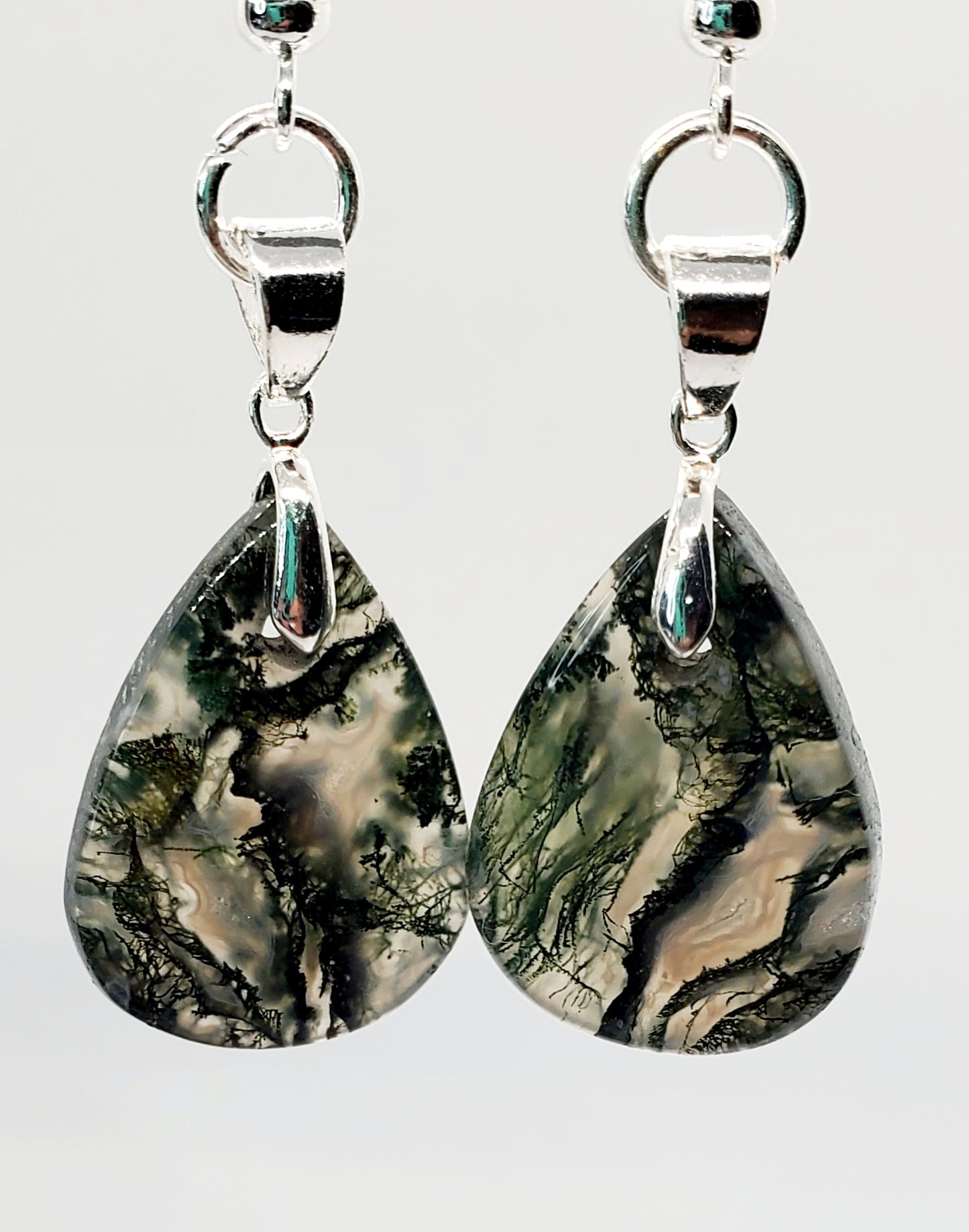 Tears of the Earth: Stunning Moss Agate Drop Earrings - Cinnful Charms Jewelry 