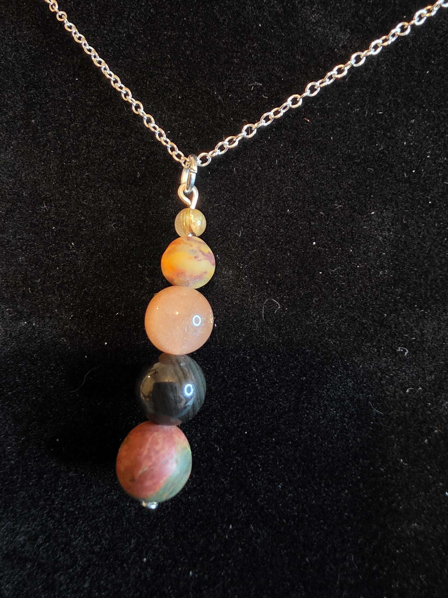 Earth & Elegance: Red Creek Jasper & Obsidian Necklaces - Cinnful Charms Jewelry 