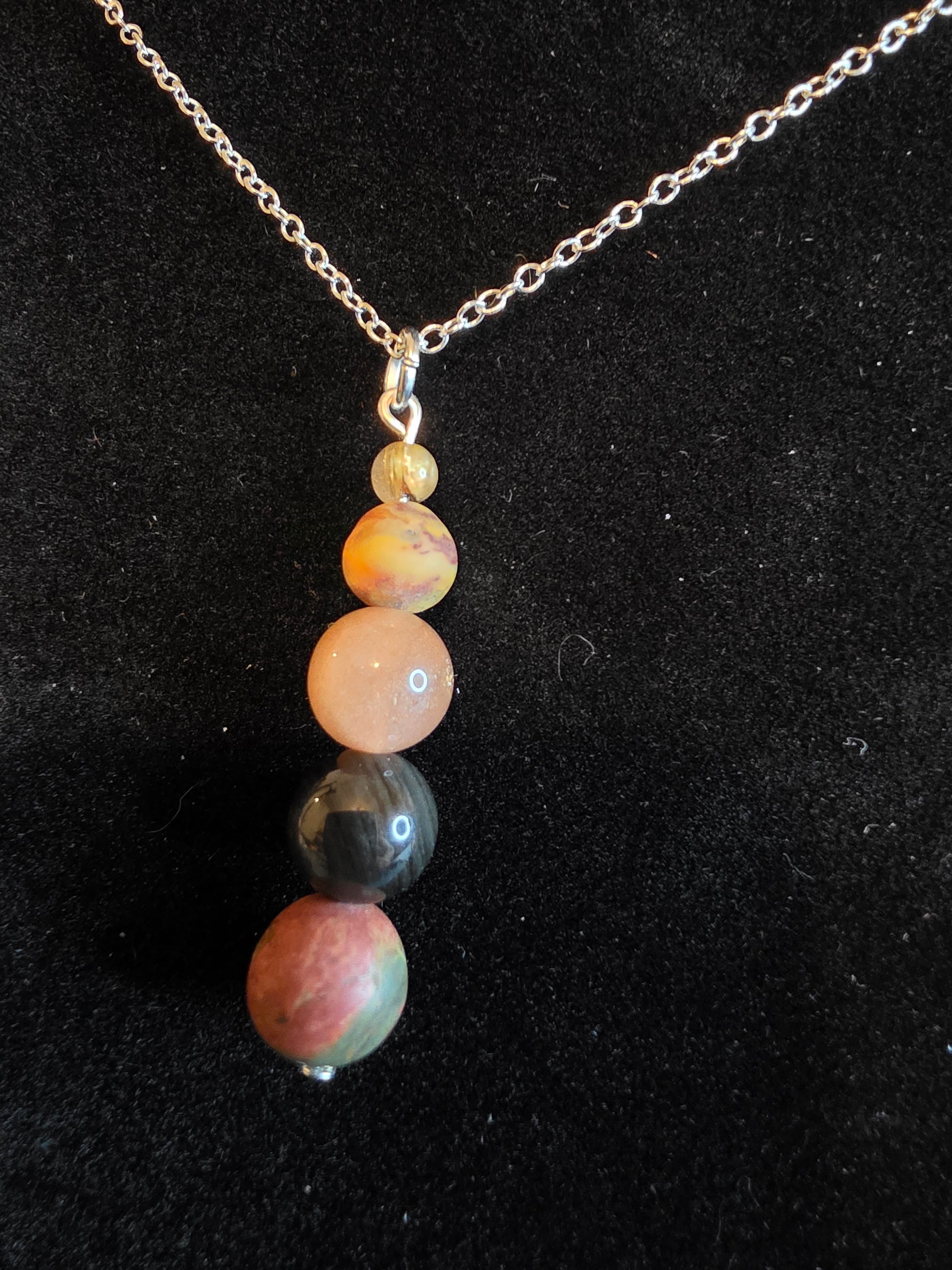 Earth & Elegance: Red Creek Jasper & Obsidian Necklaces - Cinnful Charms Jewelry 