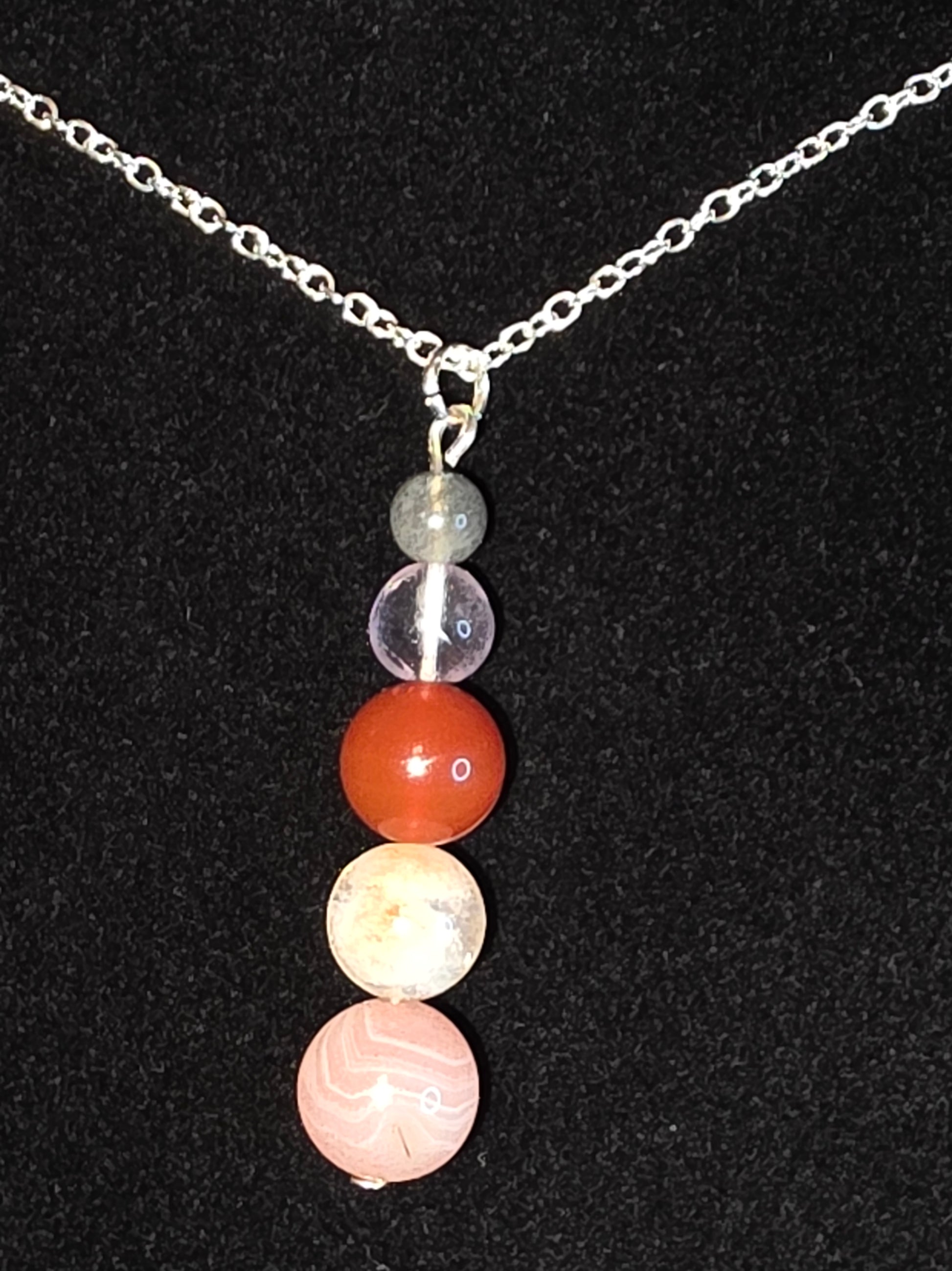 Earth & Ember: Labradorite, Quartz & Sardonyx necklace - Cinnful Charms Jewelry 