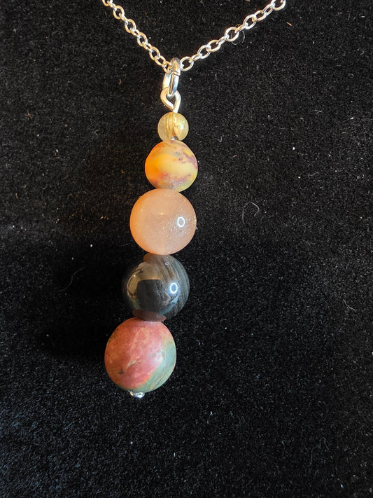 Earth & Elegance: Red Creek Jasper & Obsidian Necklaces - Cinnful Charms Jewelry 