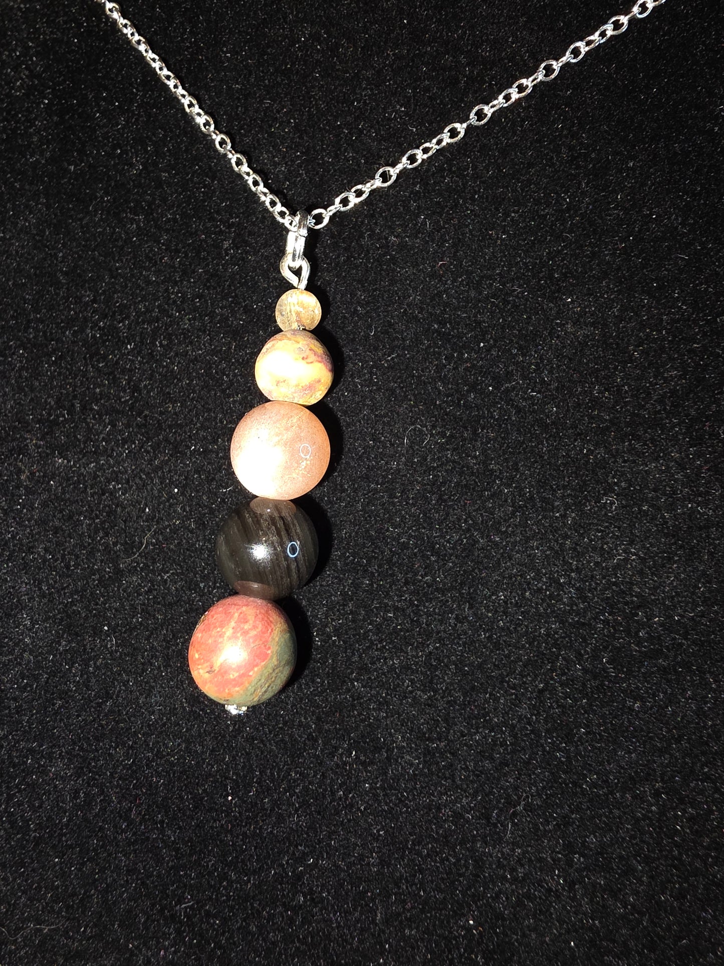 Earth & Elegance: Red Creek Jasper & Obsidian Necklaces - Cinnful Charms Jewelry 