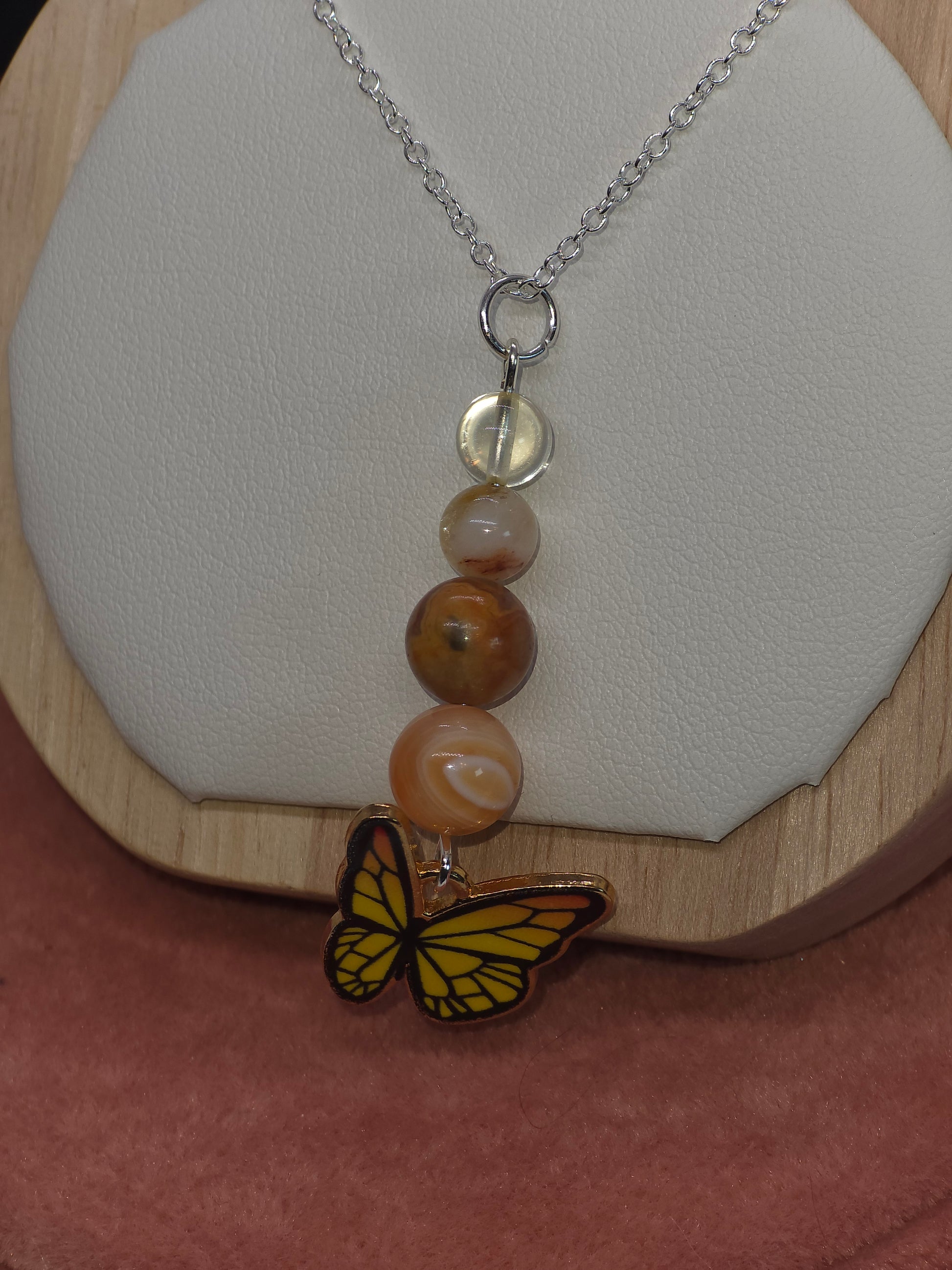 Sunny Energy Boost Necklace: Carnelian, Crazy Lace Agate, Citrine & Clear Quartz - Cinnful Charms Jewelry 