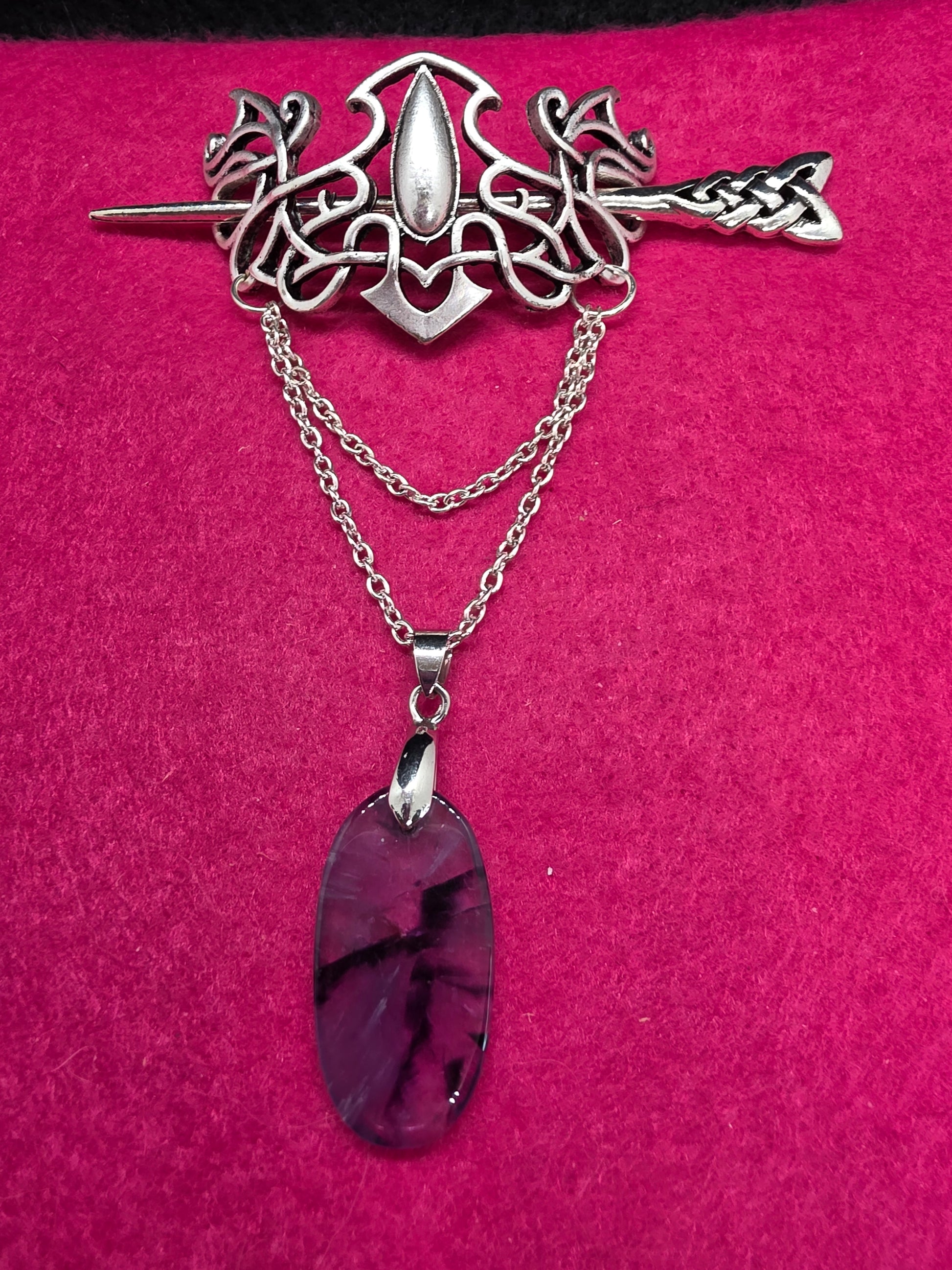Skaldic Silhouettes: Amethyst & Silver Hair Art - Cinnful Charms Jewelry 