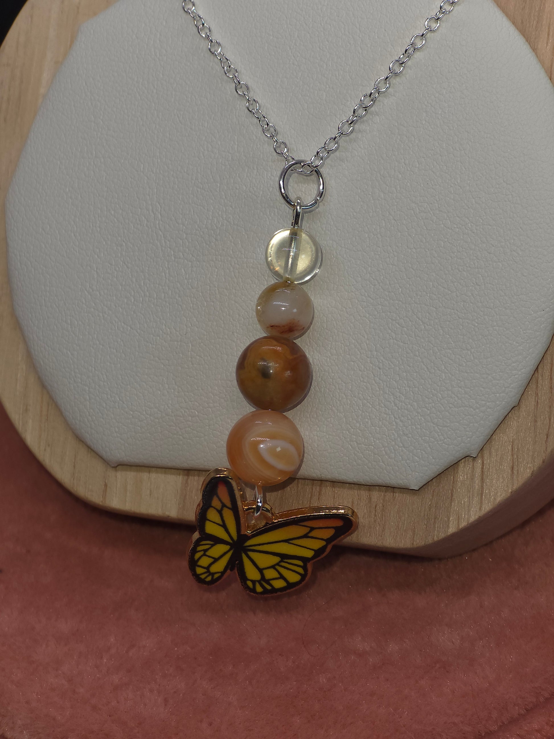 Sunny Energy Boost Necklace: Carnelian, Crazy Lace Agate, Citrine & Clear Quartz - Cinnful Charms Jewelry 