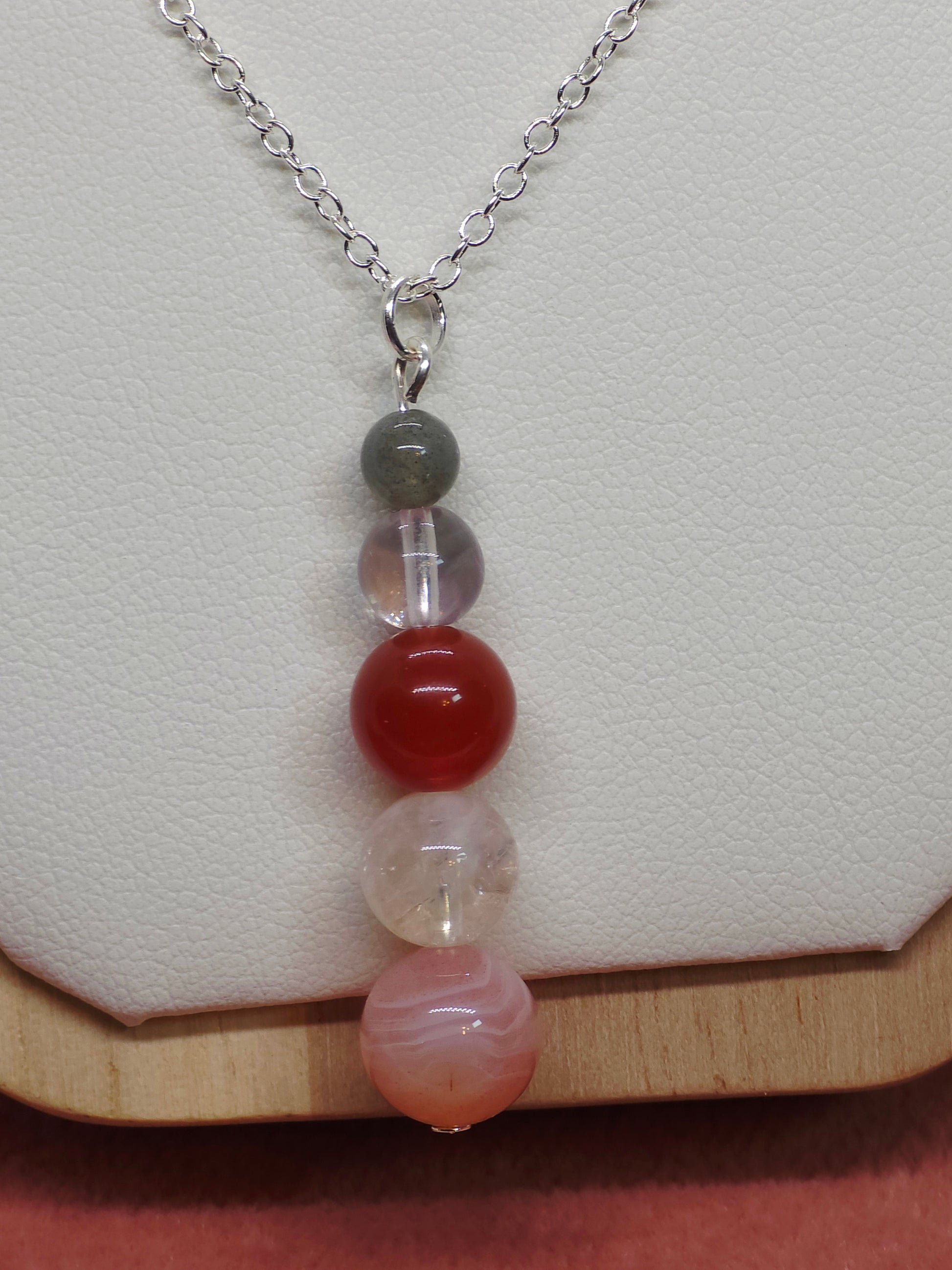 Desert Fire Necklace: Red Botswana, Clear Quartz, Carnelian & Labradorite - Cinnful Charms Jewelry 