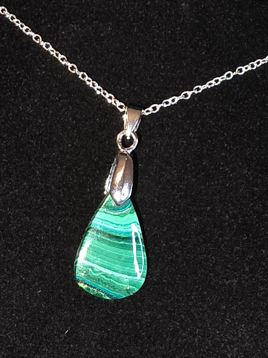 Verdant Raindrop: A Malachite Necklace - Cinnful Charms Jewelry 