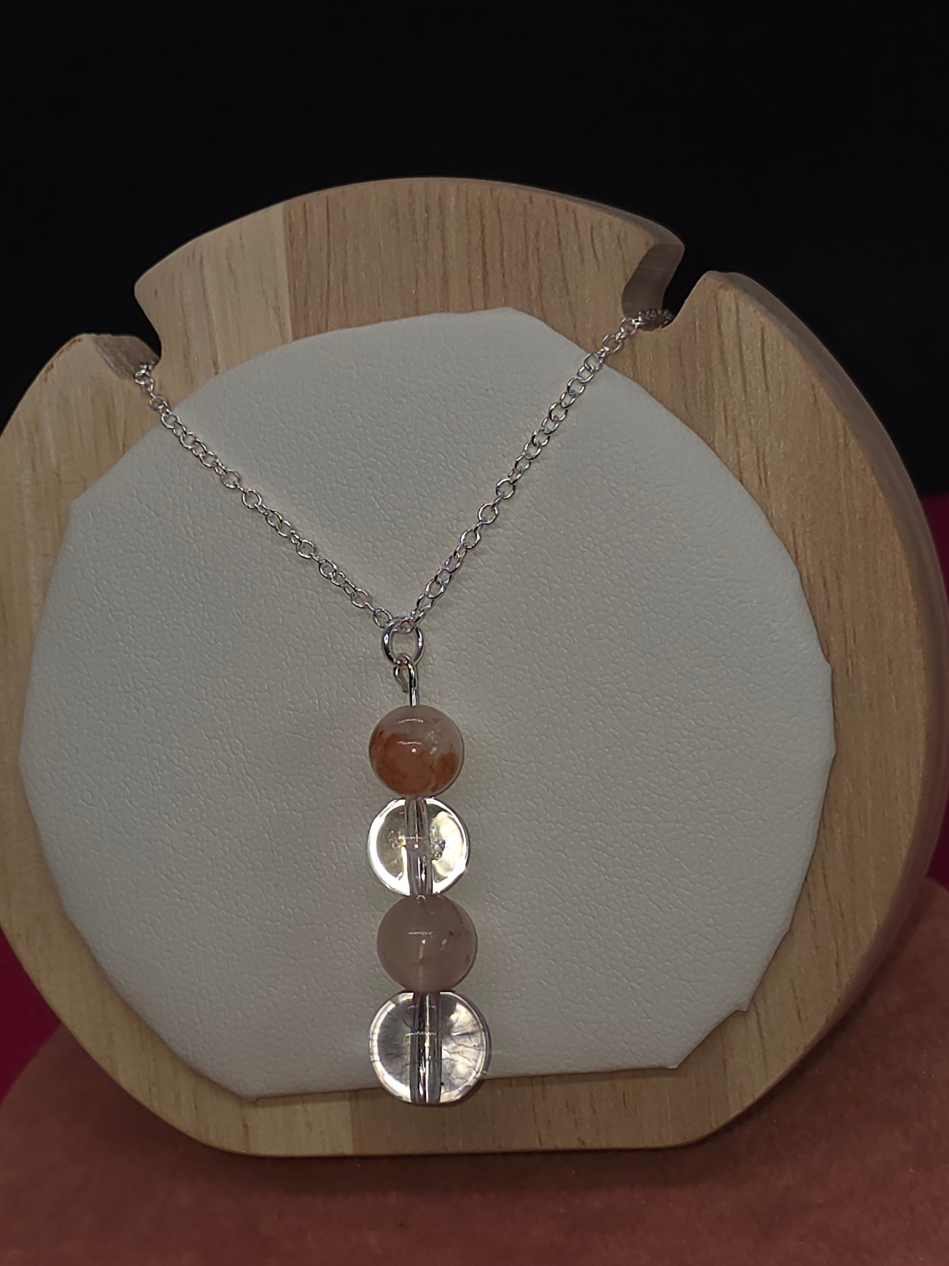Radiant Energy Necklace: Clear Quartz, Fire Quartz & Citrine - Cinnful Charms Jewelry 