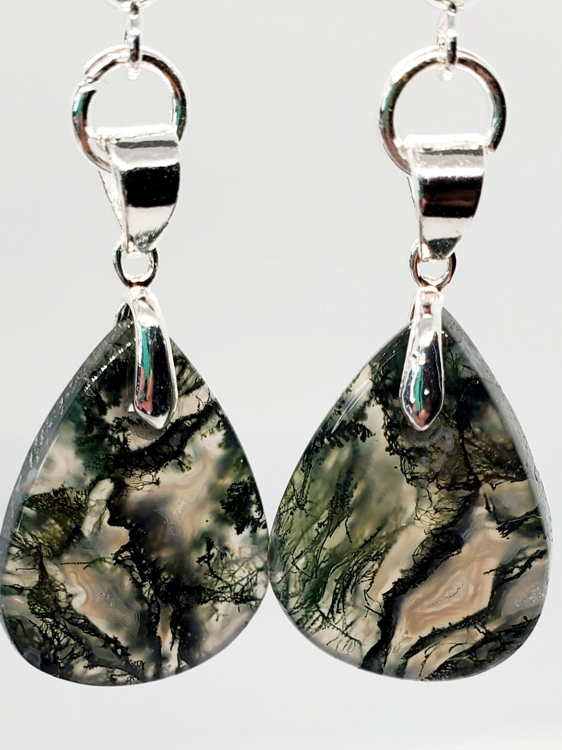 Tears of the Earth: Stunning Moss Agate Drop Earrings - Cinnful Charms Jewelry 