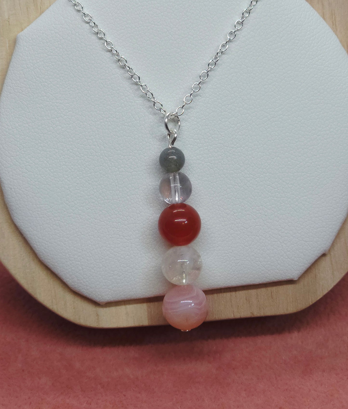 Desert Fire Necklace: Red Botswana, Clear Quartz, Carnelian & Labradorite - Cinnful Charms Jewelry 