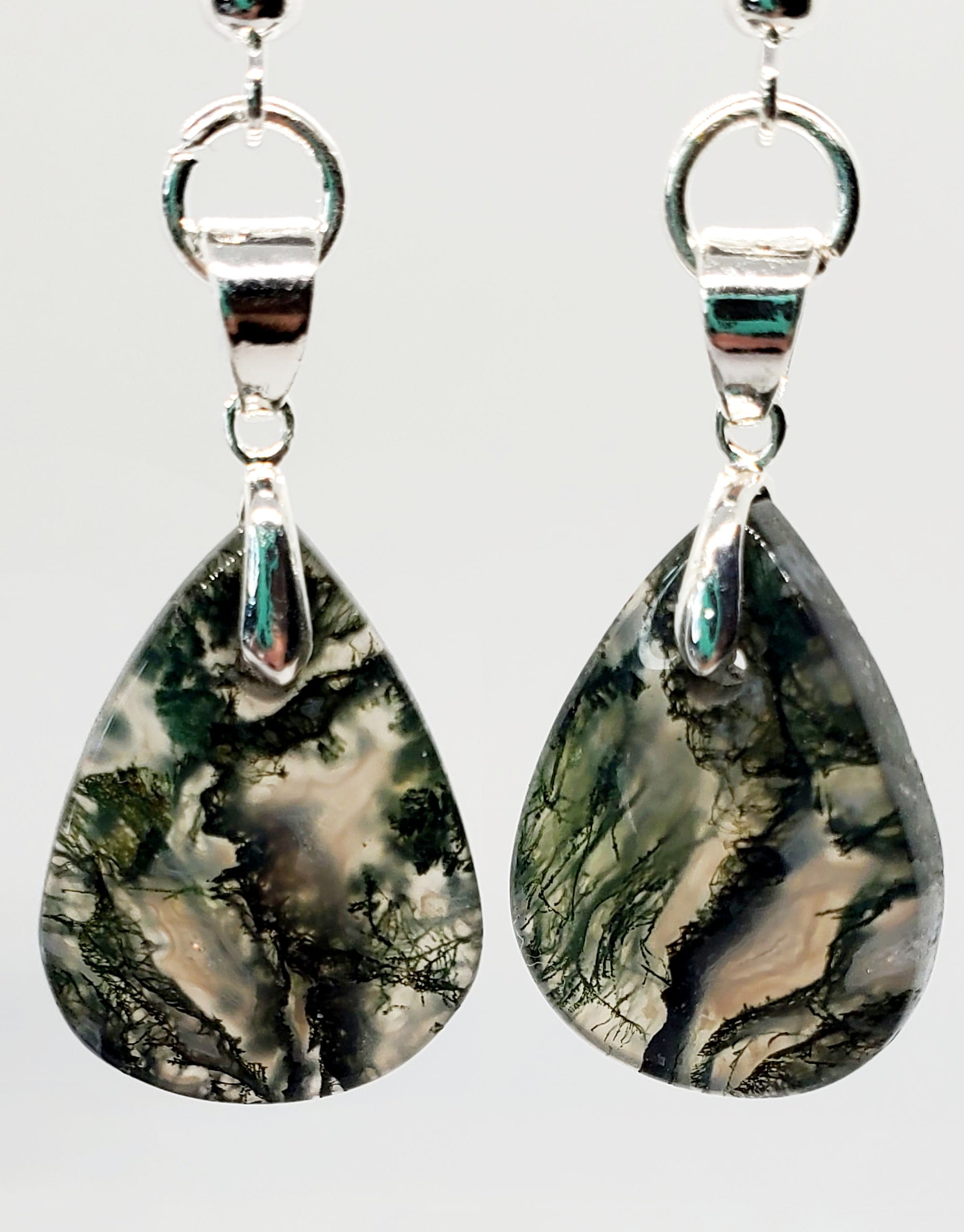 Tears of the Earth: Stunning Moss Agate Drop Earrings - Cinnful Charms Jewelry 