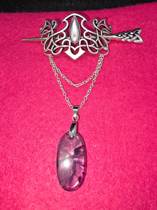 Skaldic Silhouettes: Amethyst & Silver Hair Art - Cinnful Charms Jewelry 