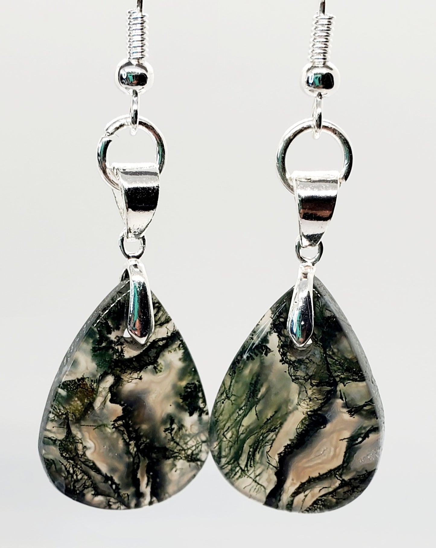 Tears of the Earth: Stunning Moss Agate Drop Earrings - Cinnful Charms Jewelry 