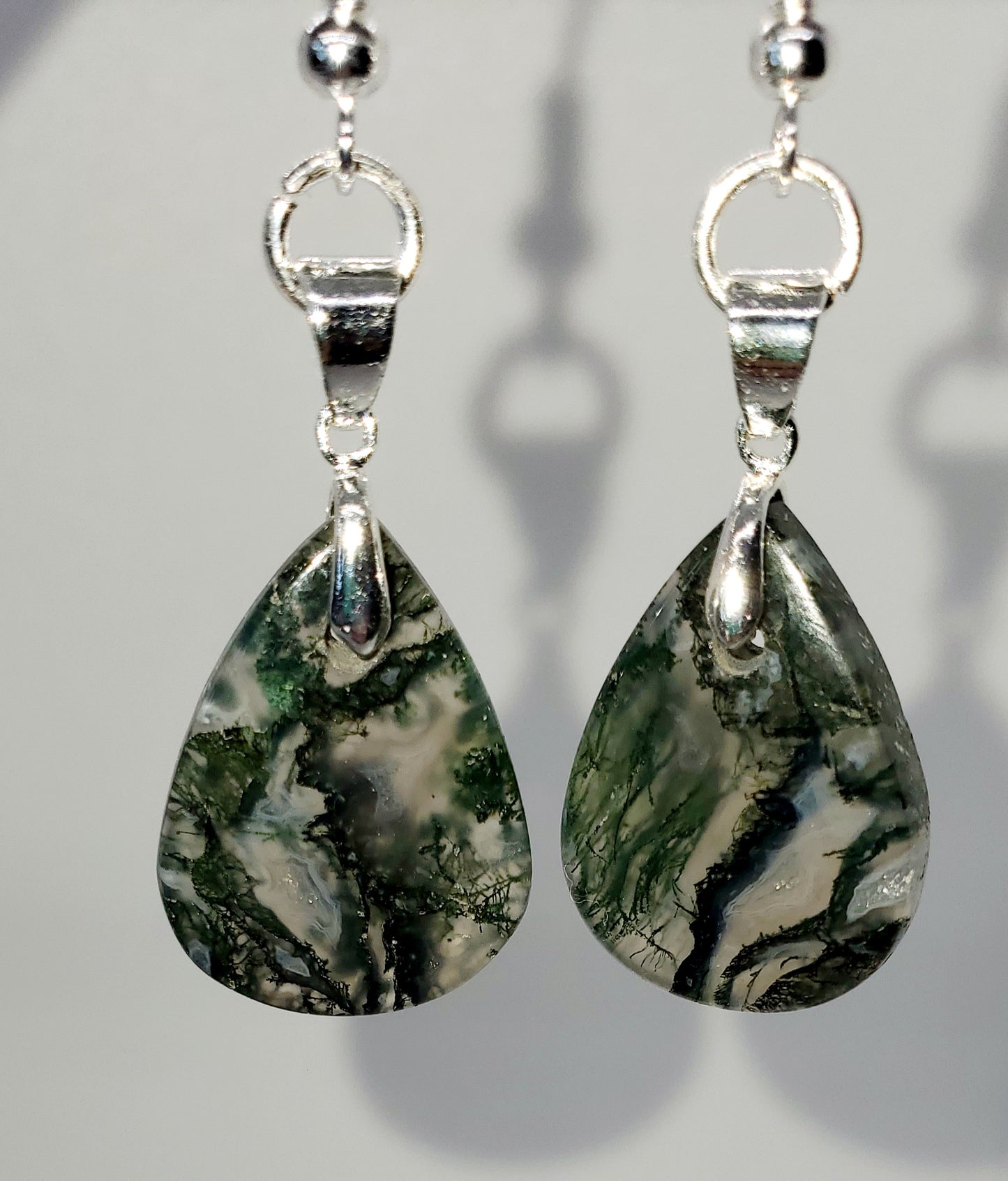 Tears of the Earth: Stunning Moss Agate Drop Earrings - Cinnful Charms Jewelry 