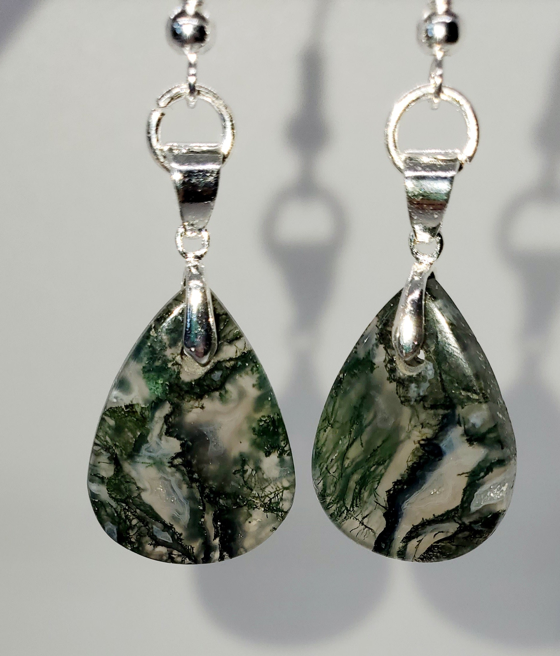 Tears of the Earth: Stunning Moss Agate Drop Earrings - Cinnful Charms Jewelry 