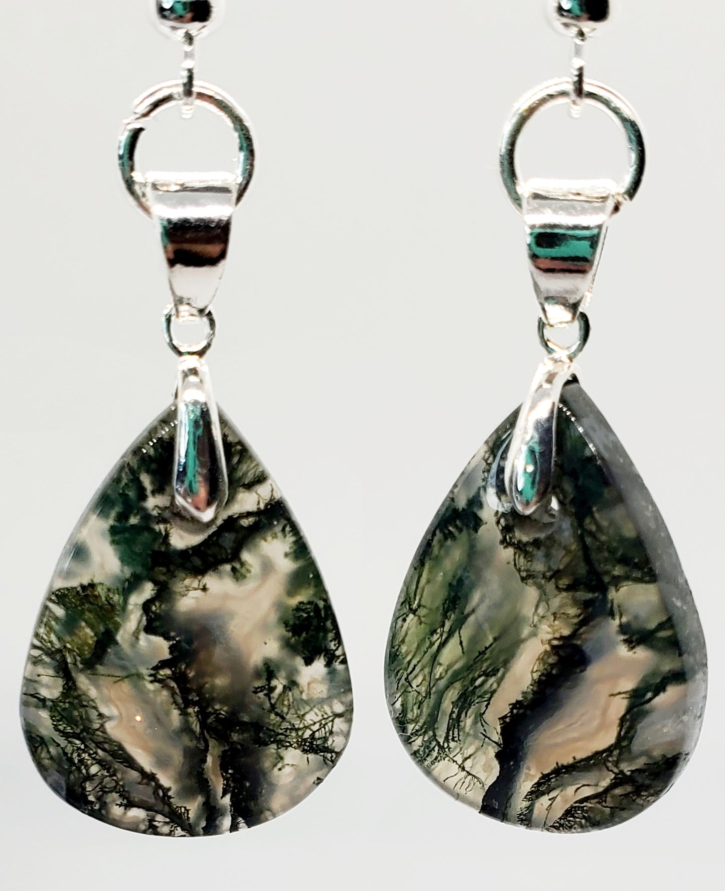 Tears of the Earth: Stunning Moss Agate Drop Earrings - Cinnful Charms Jewelry 
