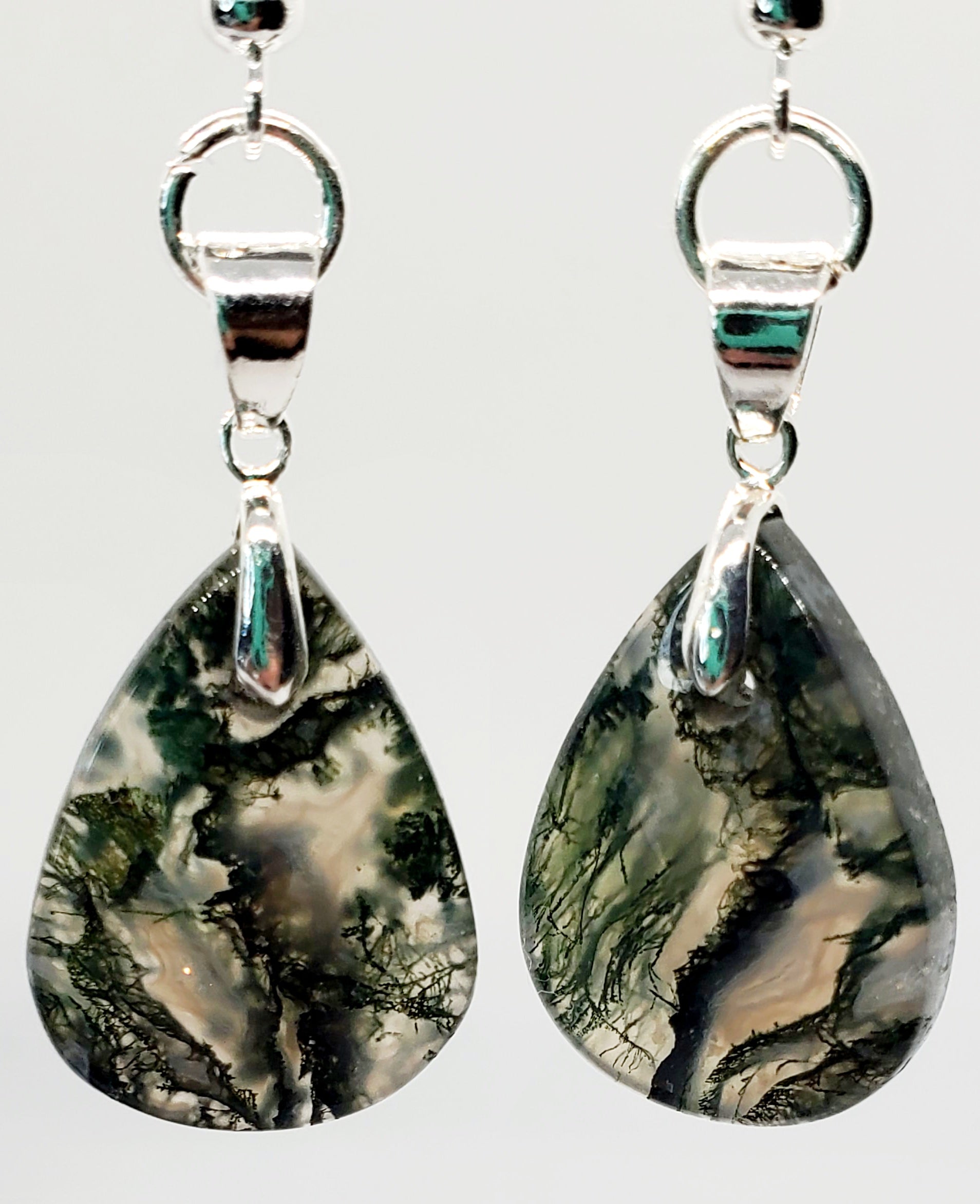 Tears of the Earth: Stunning Moss Agate Drop Earrings - Cinnful Charms Jewelry 
