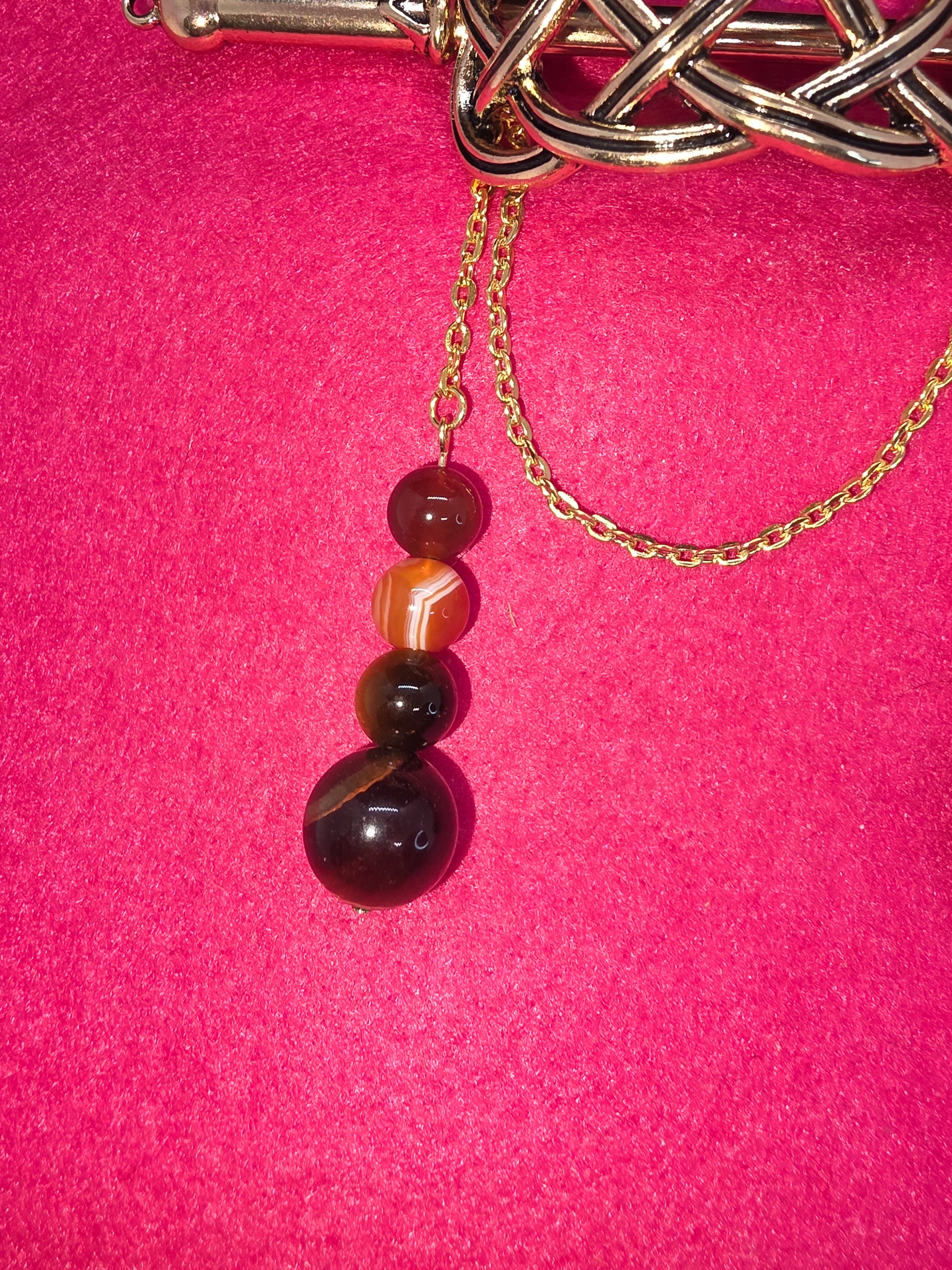 Norse & Celtic Treasures: Carnelian & Tiger's Eye Hair Clips - Cinnful Charms Jewelry 