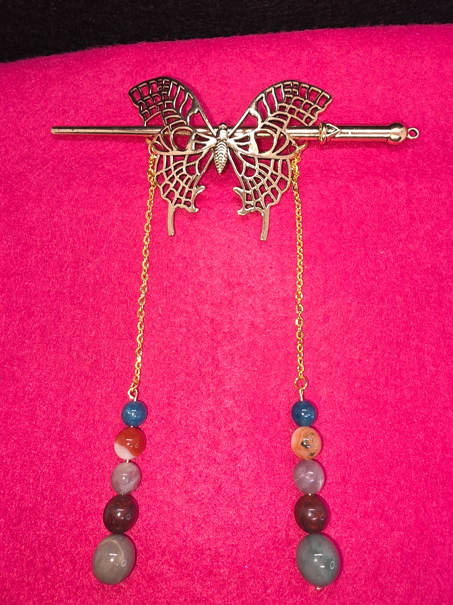 The Monarch's Treasure: Viking Gold & Gemstone Hair Adornments - Cinnful Charms Jewelry 