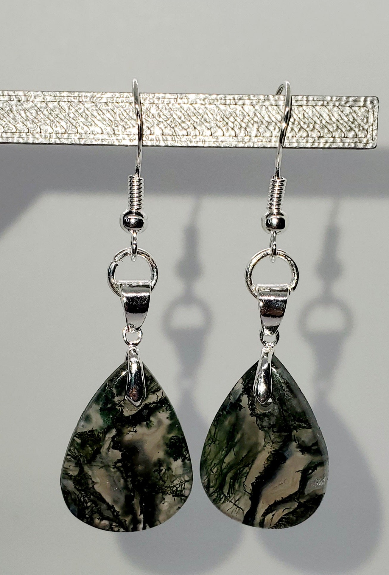Tears of the Earth: Stunning Moss Agate Drop Earrings - Cinnful Charms Jewelry 