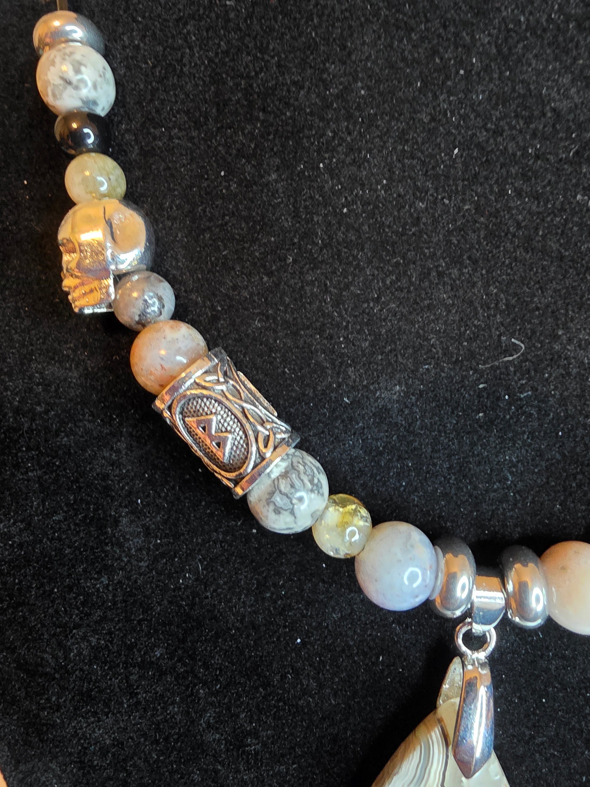 The Clarity & Renewal Collection: Men's Necklaces of Grey Crazy Lace, Citrine & More - Cinnful Charms Jewelry 