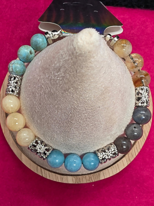 Glass Slipper Sparkle: Aquamarine & Calcite Bracelet - Cinnful Charms Jewelry 